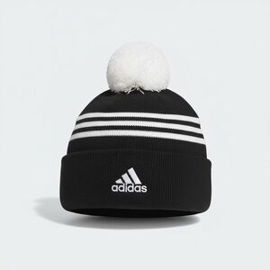 Adidas Black and White Striped Beanie